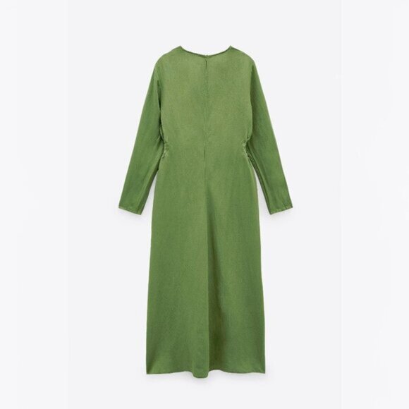 NWOT Zara green side cut out linen blend dress XS - Picture 5 of 8